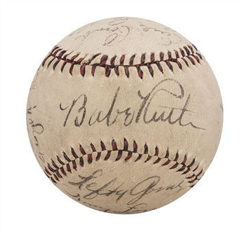 1934 New York Yankees High Grade Signed Baseball With 13 Signatures Including Bold Babe Ruth and Lou Gehrig (PSA/DNA)